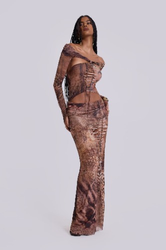Dahna Macrame Mesh Maxi Dress | XS / Multi