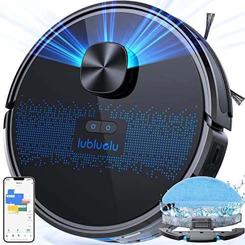 Robot Aspirateur Laveur 2 en 1, Lubluelu 3000Pa Aspirateur Robot LiDAR Laser,10 Zones Interdites Modifiables,Navigation par Cartes Intelligent,Contrôlé par APP, Idéal pour Poils d'animaux,Sols (SL60D) - Sl60d
