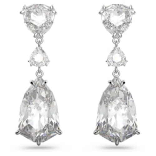 Pendants d'oreilles Mesmera, Tailles variées, Blanches, Métal rhodié