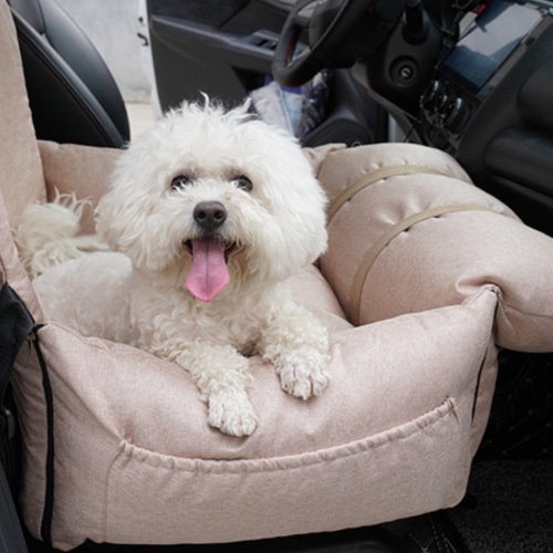 Siège de voiture sécuritaire multi-usage pour animaux de compagnie avec soutien othopédique Siège de voiture pour chien | Beige