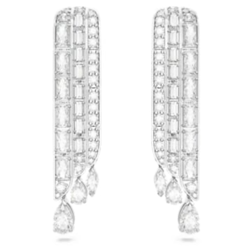 Pendants d'oreilles Hyperbola, Tailles variées, Blanches, Métal rhodié