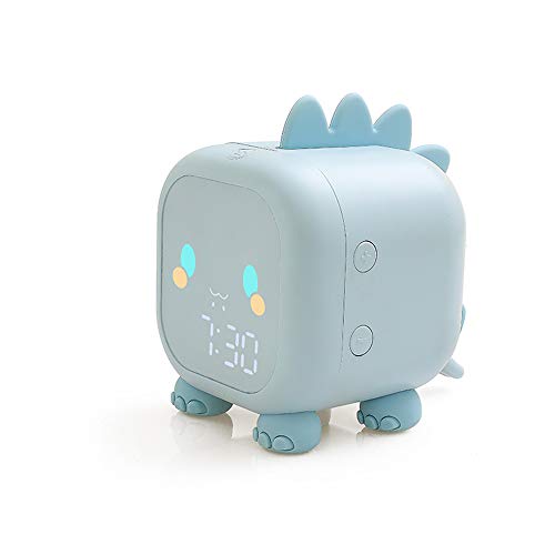 EZYBUY Kids Dinosaur Alarm Clock Boys Blue Alarm Clocks with Night Light Digital Alarm Clock for Kids Boy Children - Blue