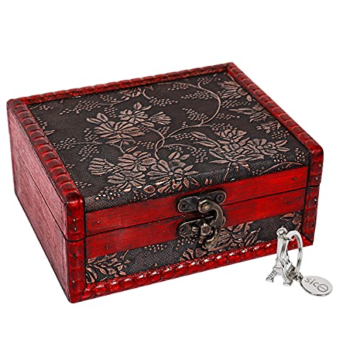 SICOHOME Treasure Box, 5.46" Tarot Cards Box for Trinkets,Taro Cards,Gifts and Home Decor - red