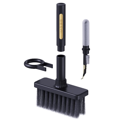 Hagibis Cleaning Soft Brush Keyboard Cleaner 5-in-1 Multi-Function Computer Cleaning Tools Kit Corner Gap Duster Keycap Puller Remover Multi Brush for PC Laptop Airpods Pro Camera Lens (Black) - Black