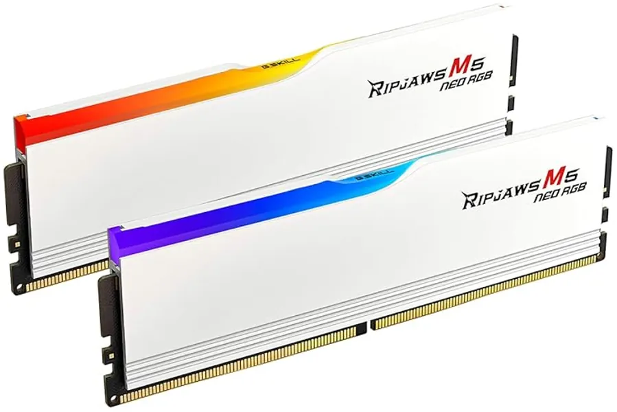 G.SKILL Ripjaws M5 Neo RGB Series (AMD Expo) DDR5 RAM 32GB (2x16GB) 6000MT/s CL36-48-48-96 1.25V Desktop Computer Memory UDIMM - Matte White (F5-6000J3648D16GX2-RM5NRW) - Matte White
