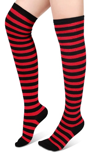 Blulu Geyoga Halloween Women's High Striped Sock Tights Striped Socks over Knee Striped Long Stockings