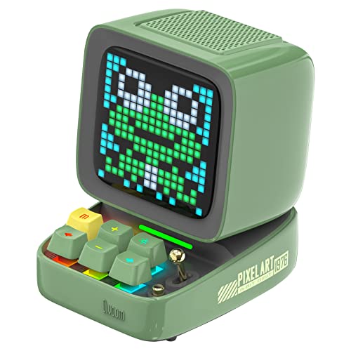 Divoom Ditoo Retro Pixel Art Bluetooth Speaker with Programmable RGB Led Screen, Gaming Gadget with Mechanical Keyboard, Also a Smart Alarm Clock (Green) - Green