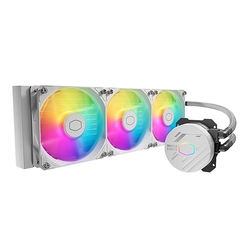 MASTERLIQUID 360L Core ARGB AIO CPU Liquid Cooler, Water Cooling System, 3 x120mm ARGB Fans, 360mm Radiator Compatible with AMD Ryzen AM5/AM4/Intel LGA 1851/1700/1200/1151 | White - white
