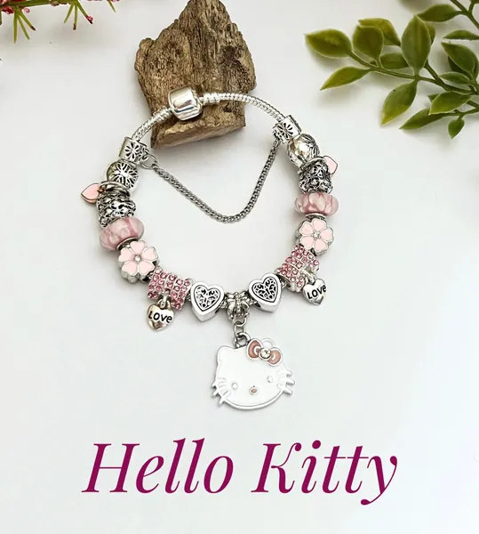 Hello Kitty 925 Bracciale Charm in Argento Sterling