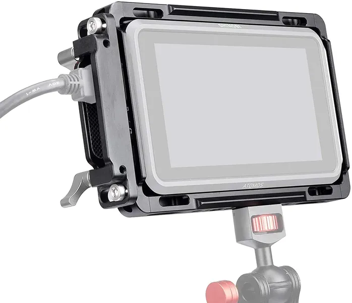 ANDYCINE Monitor Cage for Atomos Nijna V, for Atomos Shinobi, with Sunhood,Built-in NATO Rails and HDMI Cable Clamp (for Nijna V)