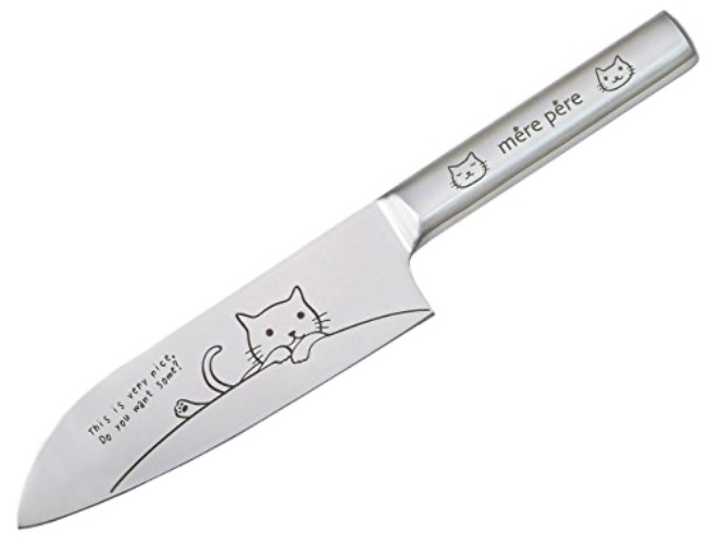 東亜金属(Toa) Merpale 770-305 Cat Santoku Knife, Blade Length: Approx. 6.7 inches (17 cm) - Cat