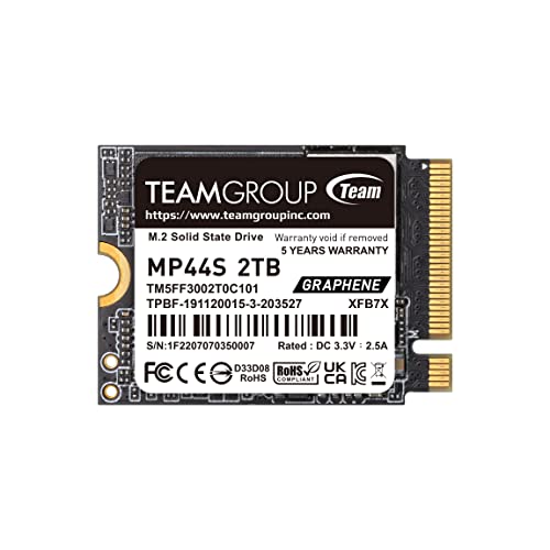 TEAMGROUP MP44S High Performance SSD 2TB SLC Cache Gen 4x4 M.2 2230 PCIe 4.0 NVMe, Compatible with Steam Deck, ASUS ROG Ally, Mini PCs (R/W Speed up to 5,000/3,500MB/s) TM5FF3002T0C101 - 2TB - Swift-2230