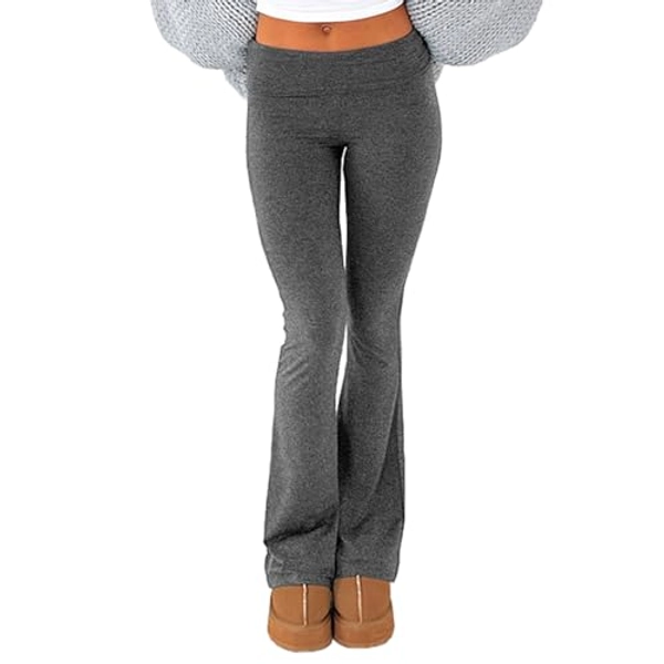 ECHOINE Women's Low Rise Sweatpants Casual Flare Bootcut Yoga Pants Y2K Basic Solid Wide Leg Bell Bottom Leggings