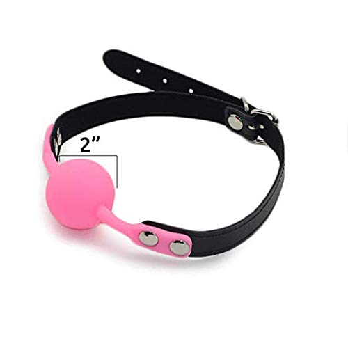 Ball Gag Pink Silicone Large - 2 inch by HappyNHealthy - 2 Inch - Without Nipple Clamp - Pink