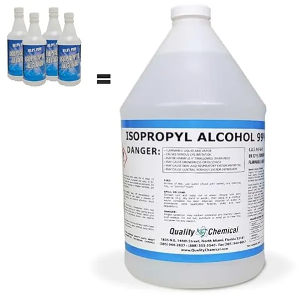 Quality Chemical - Super Premium - 99.9% Pure Isopropyl Alcohol (IPA) - Made in The USA - 1 Gallon - (4) 32 Fl Oz Bottles - Concentrated Isopropyl Alcohol