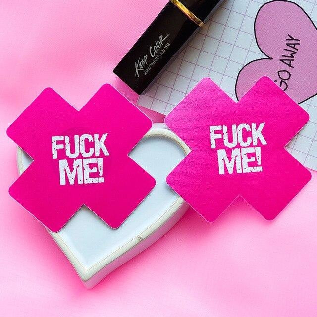 Naughty Nipple Covers - Hot Pink/White Fuck Me