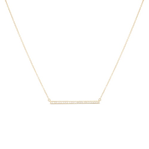 Small Diamond Bar Necklace - 14K Rose Gold
