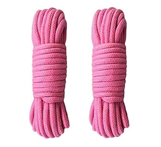 Soft Cotton Rope-32 feet 10m Natural Durable Long Cotton Rope (2 Pack of Pink) - Pink