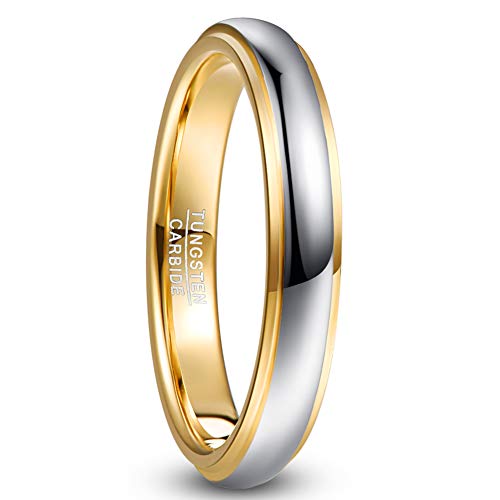 Tungsten Rings 4mm Gold Silver Two-Tone