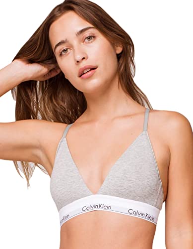 Calvin Klein Women's Modern Cotton Lightly Lined Triangle Wireless Bralette - Grey Heather