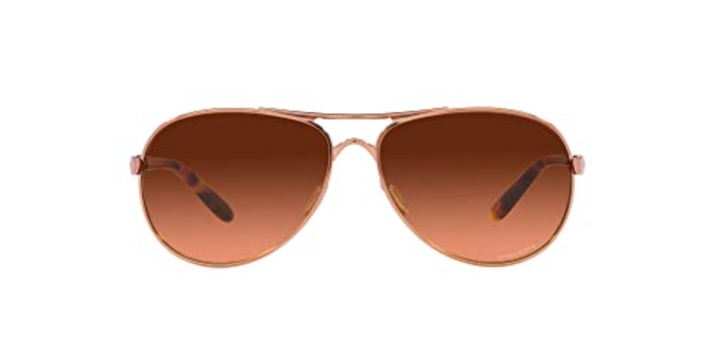 Oakley Women's Oo4079 Feedback Aviator Sunglasses - Rose Gold/Prizm Brown Gradient - 59 Millimeters