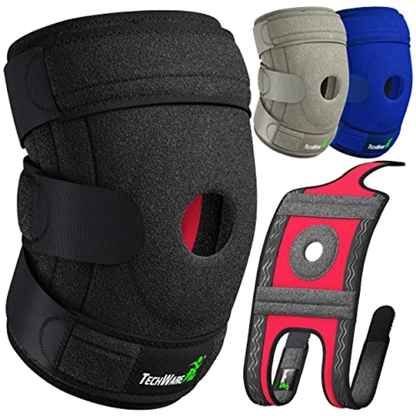 TechWare Pro Knee Brace Support - Knee Braces for Knee Pain. Relieves ACL, LCL, MCL, Meniscus Tear, Arthritis, Tendonitis Pain. Dual Stabilizers Non Slip Neoprene. Adjustable Bi-Directional Straps -5 Sizes