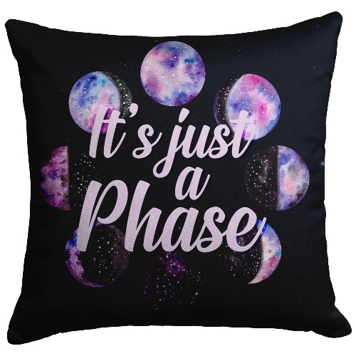 "It's Just a Phase" Moon Phase Throw Pillow - 18x18 / Zip Cover Only