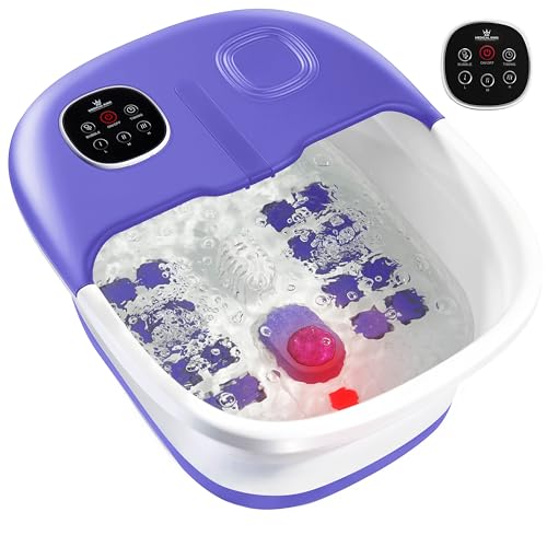 Medical king Foot Spa with Heat and Massage and Jets Includes A Remote Control A Pumice Stone Collapsible Foot Spa Massager with Heat and Massage Bubbles and Vibration - Blue