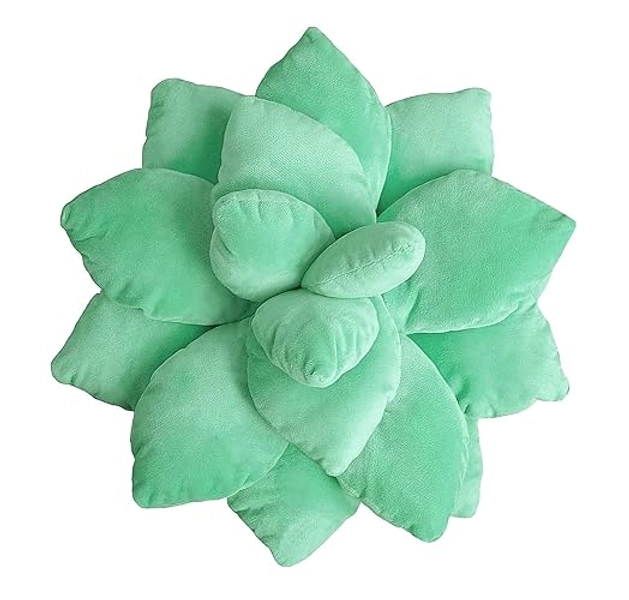 TADESES 3D Succulent Pillow,Cute Pillows,Leaf Pillow,Decorative Throw Pillow,Gifts for Succulent Lovers Or Kids (10 inches, Light Green)