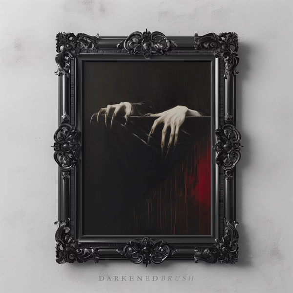 Clawed Hands Dracula Vampire Print, Gothic Art Dark Cottagecore Print, Moody Wall Art, Halloween Decor, Occult Art Poster Gothic Home Decor