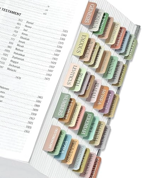 Bible Tabs for Women & Men, Laminated Bible Tabs for Study Bible, Large Print Bible Tabs for Easy Navigation, Bible Index Tabs, 66 Tabs Old & New Testament, Extra 9 Blank Tabs - Blush