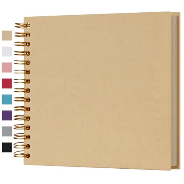 potricher 8 x 8 Inch DIY Scrapbook Photo Album 80 Pages Thick Kraft Blank Yellow Paper Memory Book for Wedding and Anniversary Family (Yellow, 8 Inch)