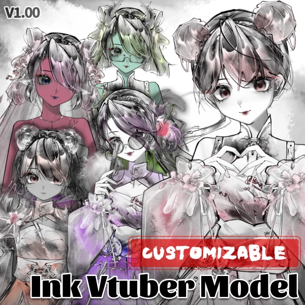 Customizable Ink Vtuber Model (First-week discount)  by kyoki_studio_II (@kyoki_studio_II)
