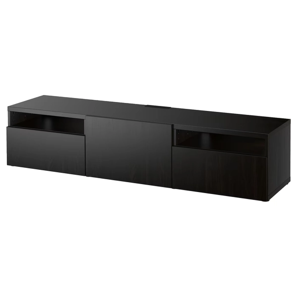 BESTÅ TV unit with drawers and door - black-brown/Lappviken black-brown 70 7/8x16 1/2x15 3/8 "