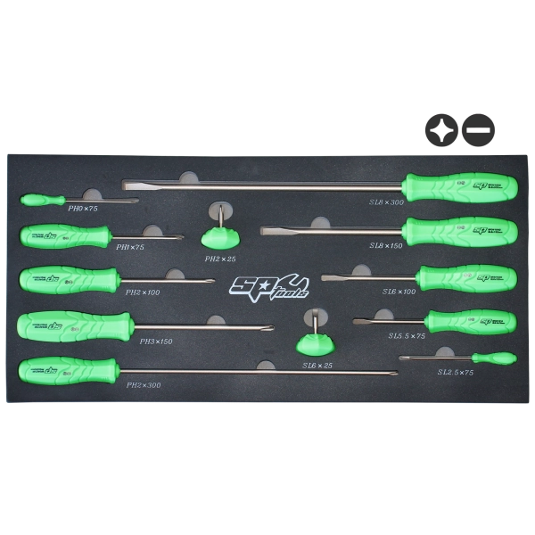 SP Tools SP34003G JIS Screwdriver Set in EVA Foam Tray - 12pc