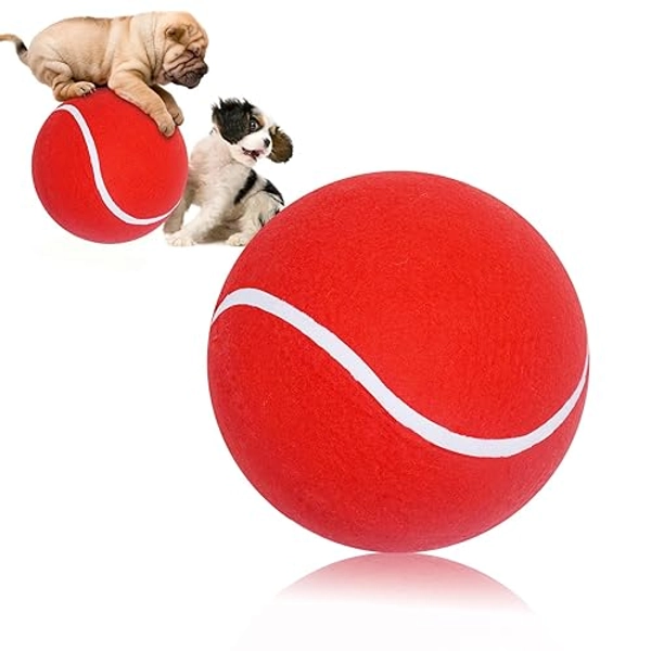 Banfeng Giant 8" Dog Tennis Ball Big Pet Toys Outdoor Sports Ball Interactive Dog Toy for Small Medium Large Dog(Red, Medium)