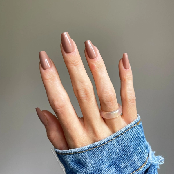 Instant Luxury Acrylic Press On Nails- Mocha Brown | Tapered Square | Fake Nails | False Nails | Glue On Nails