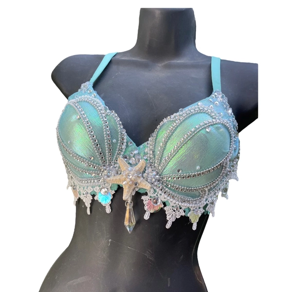 Iridescent Seashell Mermaid Bra Top (Made to Order Item): Chappell Roan- Casual | Starfish | Seashell Bra | Christmas Gift/Present