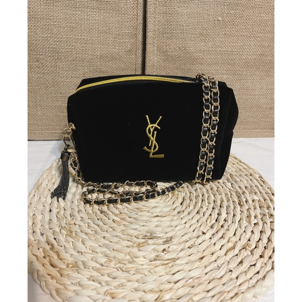 YSL noir sac cosmétique maquillage pochette pochette étui bandoulière