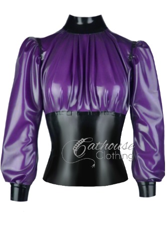 Desire latex top | medium / Black & semi transparent mauve