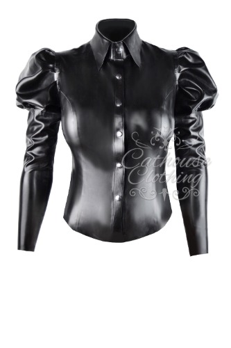 Cathouse Latex Valentina blouse | medium / Electric/Pearlsheen 