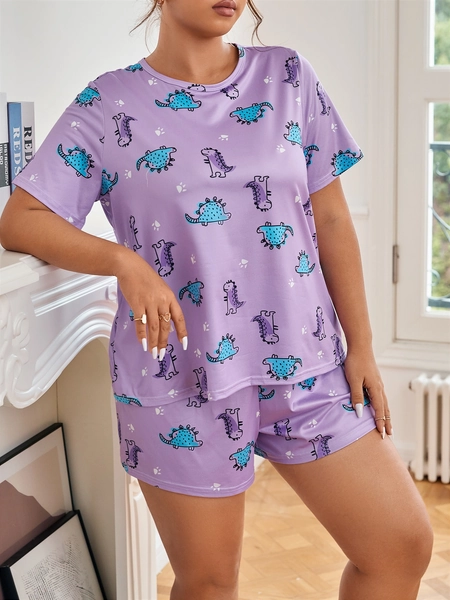 Plus Paw & Dinosaur Print PJ Set / Pajama Set