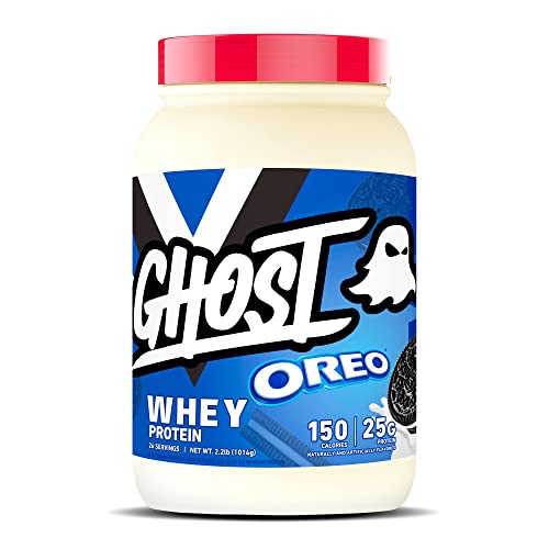 GHOST Whey Protein Powder, Oreo - 2LB Tub, 25G of Protein - Cookies & Cream Flavored Isolate, Concentrate & Hydrolyzed Whey Protein Blend - Post Workout Shakes - Oreo - Pack of 1