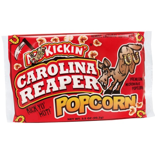 KICKIN’ Carolina Reaper Pepper Microwave Popcorn – 3 Pack - Ultimate Spicy Gourmet Gift Popcorn - Makes a Great Movie Theater Popcorn or Snack Food - Try if you dare! - 3.5 Ounce (Pack of 3)