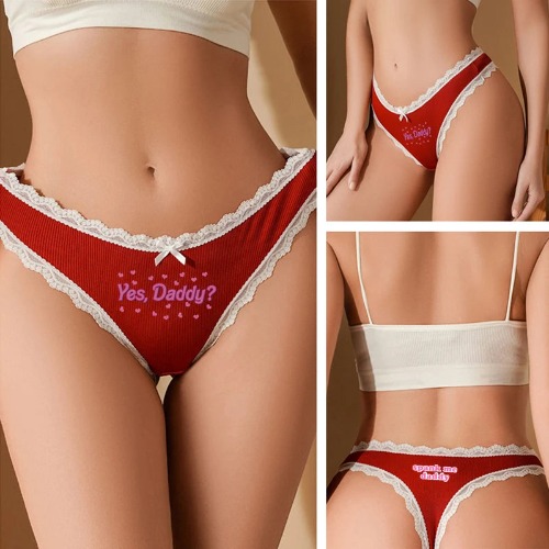 Yes Daddy Sweetheart Panties - Yes Daddy Pink Text / L