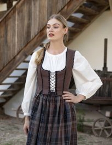 "Alma" folk corset in chestnut linen