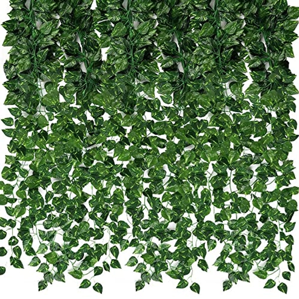 CEWOR 24 Pack 173ft Artificial Ivy Greenery Garland, Fake Vines Hanging Plants Backdrop for Room Bedroom Wall Decor, Green Leaves for Jungle Theme Party Wedding Decoration