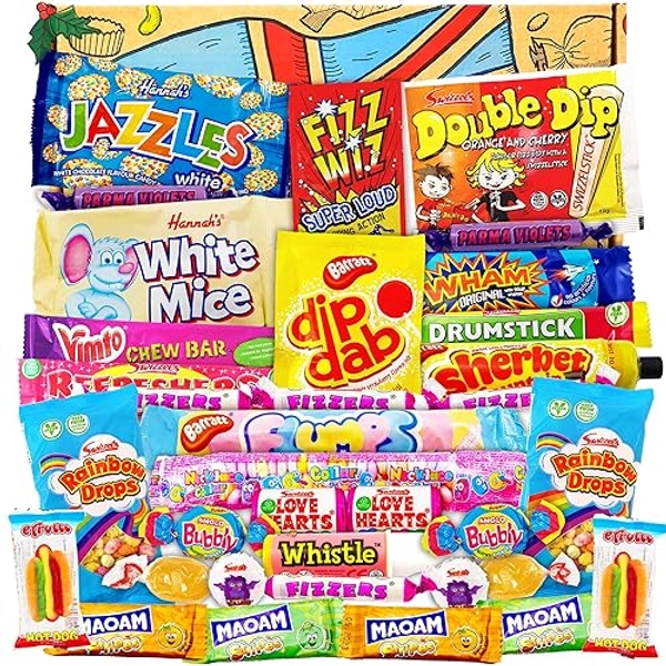 Heavenly Sweets | Retro Sweets Gift Box | Candy & Chocolate for Birthday Anniversary Valentines Day Mothers Day Easter | Old Fashioned Traditional UK Candy | 60's 70's 80's 90's Mix