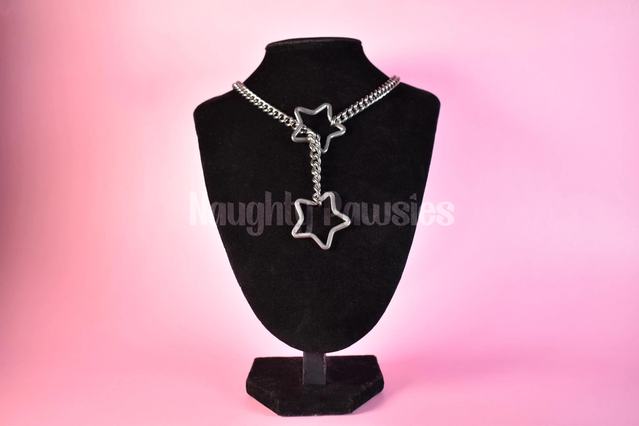 Silver star ring Slip chain / tug proof version / kink positive / bdsm / alt fashion / 18+