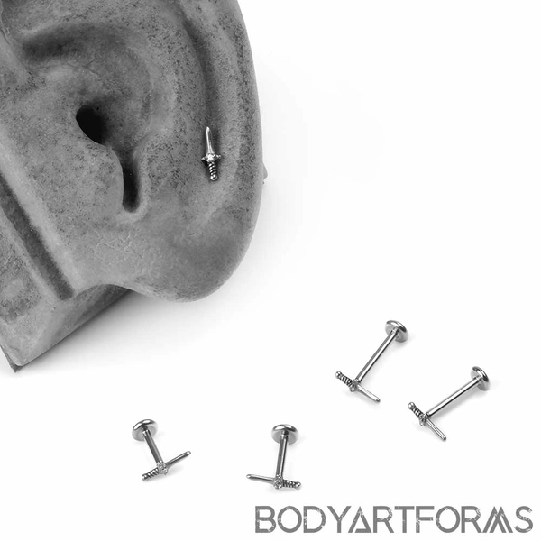 Internally Threaded Stainless Steel Sword Labret | Dagger
